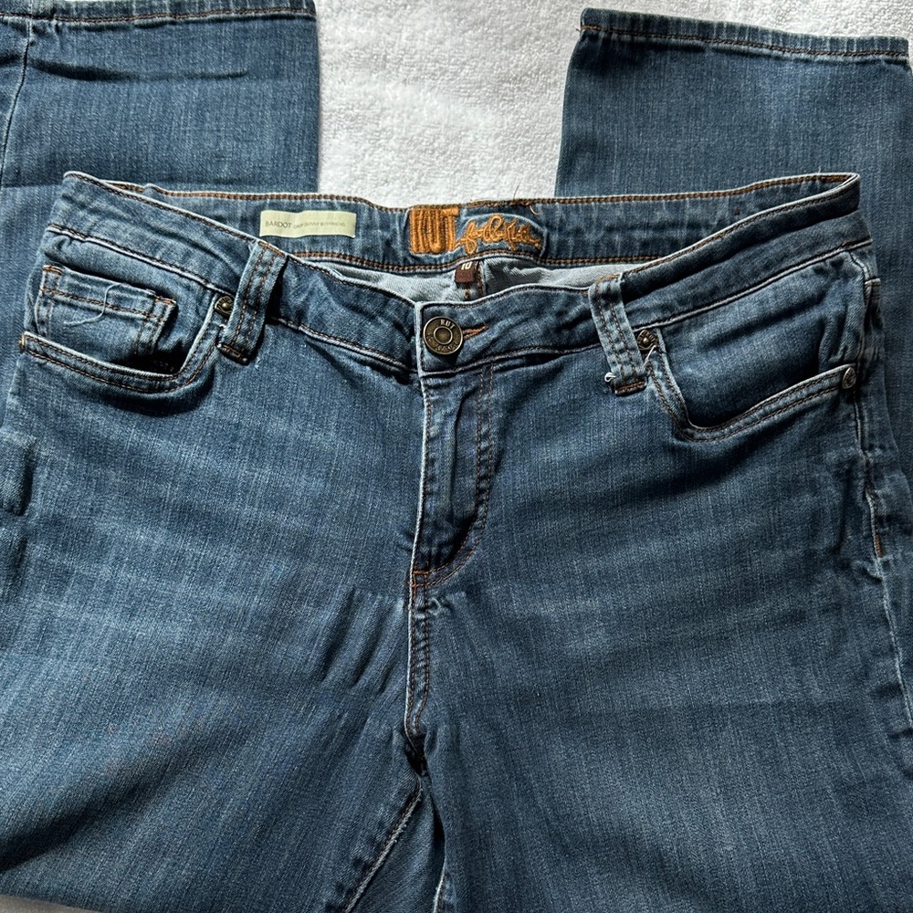 Kut from the Kloth Bardot Blue Crop Skinny Boyfriend Jeans Size 10